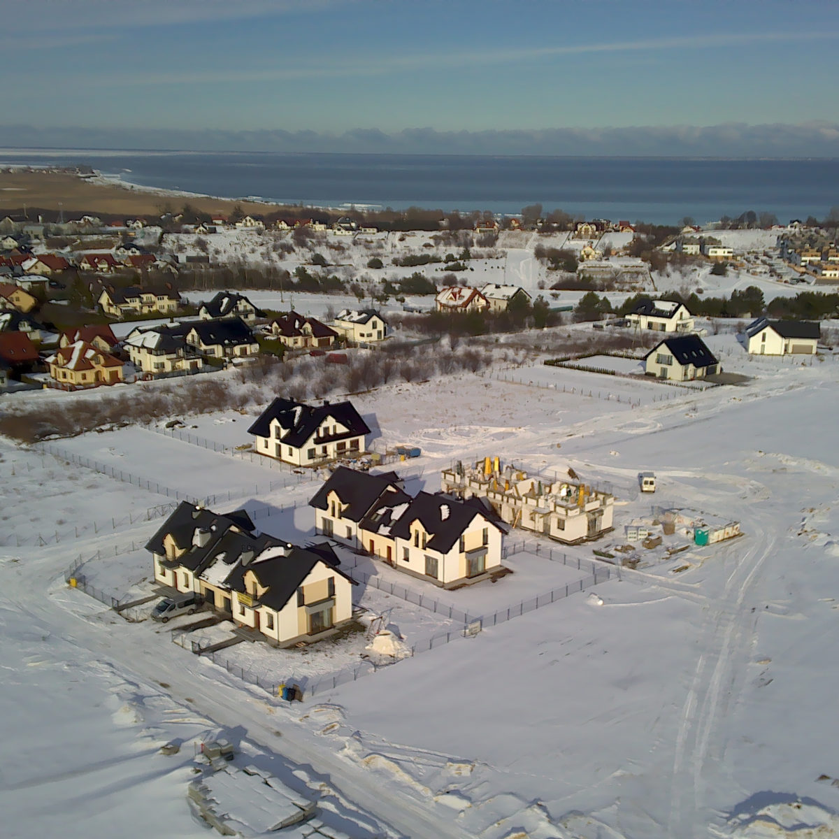 Widok na domy bliźniacze zima 2020/2021
